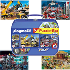 PLAYMOBIL PUZZLE 4w1 W METALOWEJ SKRZYNCE BUDOWA STRAŻ POŻARNA REMIZA