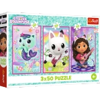 PUZZLE 3x50 GABBY'S DOLLHOUSE POZNAJCIE GABI I KOTKI UKŁADANKA 34876 TREFL
