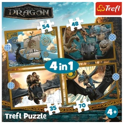 PUZZLE 4w1 JAK WYTRESOWAĆ SMOKA SZCZERBATEK UKŁADANKA 34678 TREFL