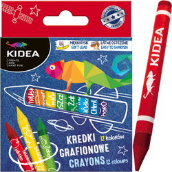 KREDKI SZKOLNE GRAFIONOWE 12 INTENSYWNYCH KOLORÓW DERFORM KIDEA