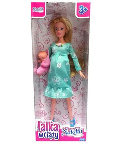 LALKA NATALIA W CIĄŻY MAMA I BOBAS NIEMOWLĘ 29 cm DLA DZIEWCZYNEK