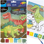 KOLOROWANKA MALOWANKA Z FARBKAMI I PĘDZELKIEM DINOZAURY 10 ARKUSZY A5 KIDEA