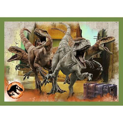 PUZZLE 4W1 JURASSIC WORLD PARK JURAJSKI GROŹNE DINOZAURY 34607 TREFL