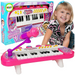 KEYBOARD PIANINKO DLA DZIECI Z MIKROFONEM 24 KLAWISZE RÓŻOWE DŹWIĘK ŚWIATŁO