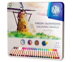 KREDKI OŁÓWKOWE ASTRA CEDROWE PRESTIGE 24 NASYCONE KOLORY WYRAZISTE