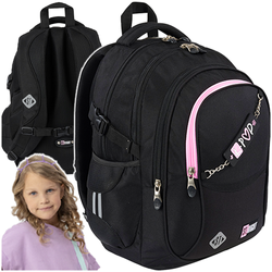 PLECAK SZKOLNY PIÓRNIK WOREK CZARNY ST.RIGHT 3w1 BP-01 ŁAŃCUSZEK PINK K-POP