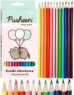 PUSHEEN KREDKI OŁÓWKOWE TRÓJKĄTNE ERGONOMICZNE 12 KOLORÓW MAJEWSKI
