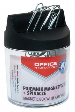 POJEMNIK MAGNETYCZNY SPINACZE BIUROWE OFFICE PRODUCTS 100 SZT 26mm METALOWE