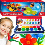 FARBY PLAKATOWE 12 KOLORÓW 20 ML SZKOLNE WYRAZISTE INTENSYWNE MONA MAJEWSKI