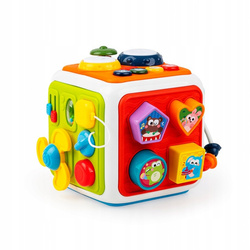 KOSTKA KOSMICZNA ZABAWA INTERAKTYWNA SENSORYCZNA SORTER GRA MELODIE DUMEL