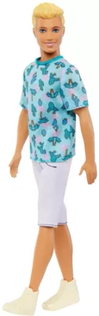 BARBIE KEN LALKA CHŁOPAK BLONDYN MODNY T-SHIRT FASHIONISTAS MATTEL