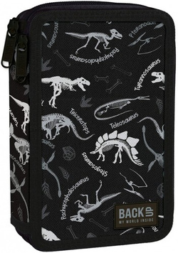 PIÓRNIK DWUKOMOROWY Z WYPOSAŻENIEM SZKIELETY DINOZAURÓW CZARNY BACKUP