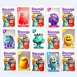 KARTY PIOTRUŚ EMOCJE MEMO PAMIĘĆ 2w1 STWORKI GRA KARCIANA ALEXANDER