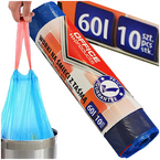 WORKI NA ŚMIECI Z TAŚMĄ OFFICE PRODUCTS PREMIUM 10 SZTUK 60L NIEBIESKIE
