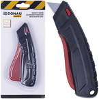 NÓŻ BEZPIECZNY Z DŹWIGNIĄ DONAU SAFETY WYMIENNE OSTRZE CZARNO-CZERWONY