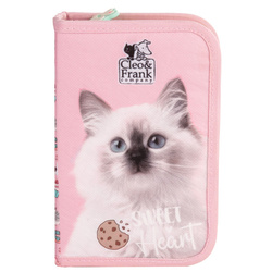 PIÓRNIK SZKOLNY Z WYPOSAŻENIEM JEDNOKOMOROWY CLEO I FRANK KOTEK RÓŻOWY