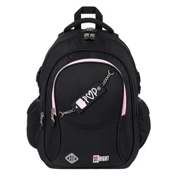 PLECAK SZKOLNY PIÓRNIK WOREK CZARNY ST.RIGHT 3w1 BP-01 ŁAŃCUSZEK PINK K-POP