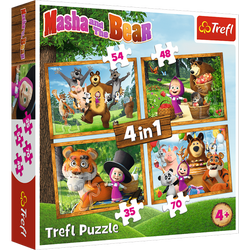 PUZZLE 4W1 MASZA I NIEDŹWIEDŹ LEŚNE PRZYGODY TREFL