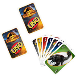 UNO JURASSIC WORLD GRA KARCIANA LOGICZNA RODZINNA DINOZAURY MATTEL GAMES