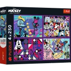 PUZZLE MYSZKA MIKI 4x250 EL. SERIA PRZYGÓD MYSZKI MIKI DISNEY TREFL 13308
