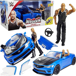 WWE WREKKIN SAMOCHÓD DO SKŁADANIA AUTO MATTEL FIGURKA THE ROCK WRESTLING
