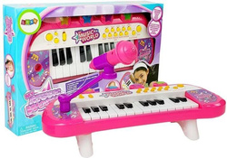 KEYBOARD PIANINKO DLA DZIECI Z MIKROFONEM 24 KLAWISZE RÓŻOWE DŹWIĘK ŚWIATŁO