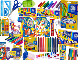 WYPRAWKA SZKOLNA XXL DUŻY ZESTAW SZKOLNY ASTRA FARBY BLOKI PLASTELINA