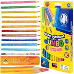 KREDKI OŁÓWKOWE TĘCZOWE 12 KOLORÓW JUMBO GRUBE TRÓJKĄTNE SZKOLNE ASTRA