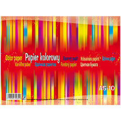 ZESZYT PAPIERÓW KOLOROWYCH Z POŁYSKIEM KRESKA FORMAT A5 10  kartek