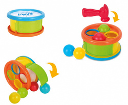 BĘBENEK Z PIŁECZKAMI ZBIJAK SORTER Z MŁOTECZKIEM DLA MALUCHA 2w1 ASKATO