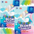 BLOK RYSUNKOWY PASTELOWY KOLOROWY ASTRA A4 10 KARTEK 80g SZKOLNY - 2 sztuki