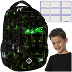 PLECAK SZKOLNY TRZYKOMOROWY LEKKI 20L ST.RIGHT BP-26 GREEN GAME + NAKLEJKI