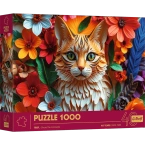 PUZZLE 1000 ELEMENTÓW KOT Z EFEKTEM 3D UKŁADANKA 40-LECIE TREFL 40040