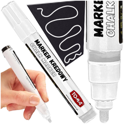 MARKER KREDOWY BIAŁY DO TABLIC SZKŁA TOMA OKRĄGŁY 4,5mm ZMYWALNY - 5 szt.