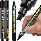 MARKER PERMANENTNY ŚCIĘTY PISAK PILOT 400 WODOODPORNY CZARNY - 2 sztuki