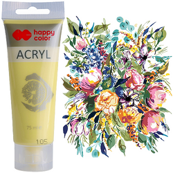 FARBA AKRYLOWA HAPPY COLOR TUBKA 75 ml ŻÓŁTY PASTELOWY NR 105