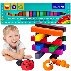 PLASTELINA SZKOLNA KWADRATOWA 18 INTENSYWNYCH KOLORÓW STARPAK