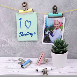 KLIPSY BIUROWE KLIPY BULDOG WIELOKOLOROWE 10 SZTUK 90 KARTEK 57 mm BERLINGO