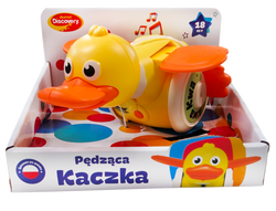 PĘDZĄCA KACZKA NA ŚWIECĄCYCH KÓŁKACH GRA MELODIE MACHA SKRZYDŁAMI DUMEL