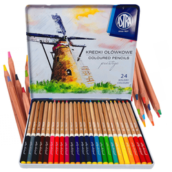 KREDKI OŁÓWKOWE ASTRA CEDROWE PRESTIGE 24 NASYCONE KOLORY WYRAZISTE