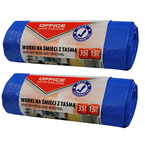 WORKI NA ŚMIECI Z TAŚMĄ OFFICE PRODUCTS 15 SZTUK 35L NIEBIESKIE - 2 sztuki