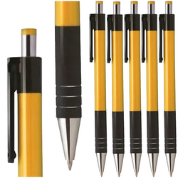 DŁUGOPIS AUTOMATYCZNY 0.7mm WKŁAD NIEBIESKI OBUDOWA ŻÓŁTA TETIS - 5 szt.