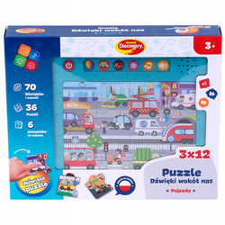 PUZZLE DŹWIĘKI WOKÓŁ NAS GRA EDUKACYJNA POJAZDY DŻWIĘKI I MELODIE DUMEL
