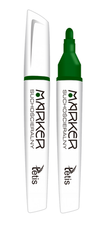 MARKER SUCHOŚCIERALNY DO BIAŁYCH TABLIC 3mm ZIELONY STOŻKOWy TETIS - 2 szt.