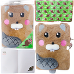 PAMIĘTNIK Z KŁÓDKĄ 3D WŁOCHACZ PLUSZOWY NOTES A5 96 KARTEK LINIA BÓBR