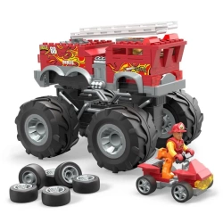 HOT WHEELS MONSTER TRUCKS WÓZ STRAŻACKI QUAD FIGURKI KLOCKI 284 EL. MATTEL