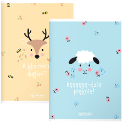 ZESZYT SZKOLNY A5 W KRATKĘ 32K Z MARGINESEM ZWIERZĄTKA HERLITZ - 2 sztuki