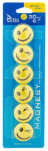 MAGNESY EMOTIKONY BUŹKI DO TABLIC ŻÓŁTE OCZKO 30mm 6SZT TETIS