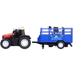 TRAKTOR Z PRZYCZEPĄ DLA ZWIERZĄT KROWA MASSEY FERGUSON CIĄGNIK DICKIE TOYS