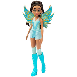 LALKA WINX CLUB FAIRY WRÓŻKA AISHA ZE SKRZYDŁAMI NIEBIESKA SUKIENKA 26 cm 